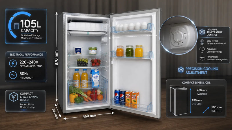 H&A 105L Compact Refrigerator – Precision Cooling & Space-Saving Design