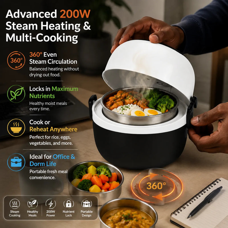 Advanced 360° Steam Heating & Multi-Cooking