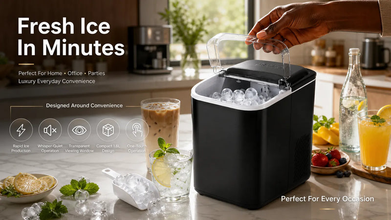 Hoffmans 1.6L Portable Ice Maker: Instant Cooling Luxury