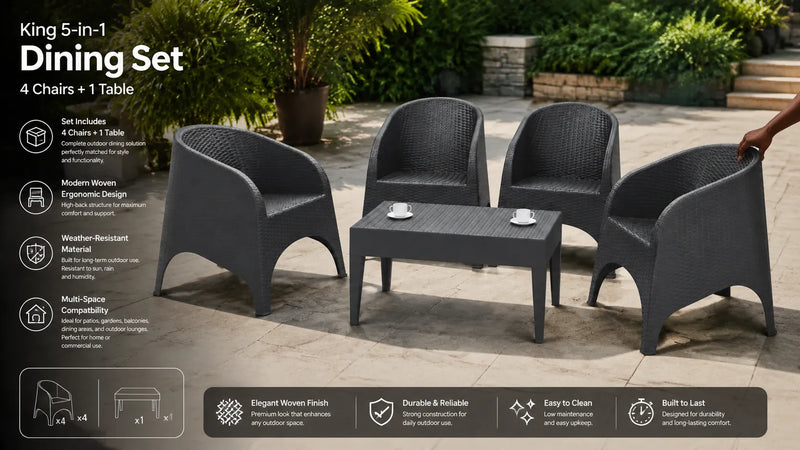 King 5-in-1 Outdoor Dining Set