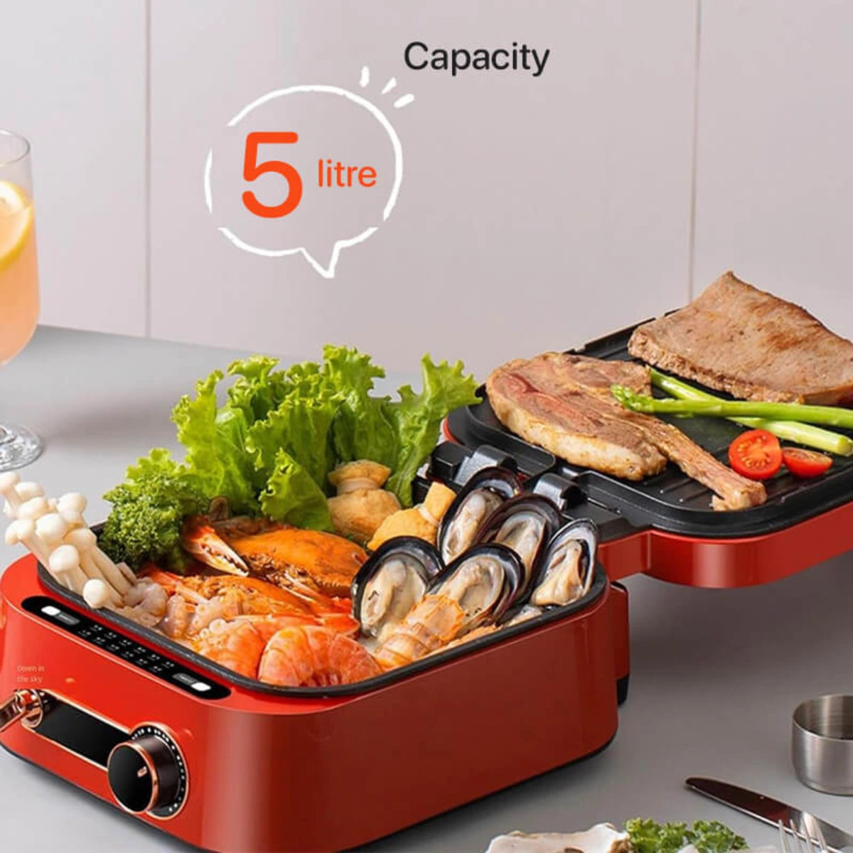 10-in-1 Electric Cooker Double Pan Grill – Nonstick Cooker