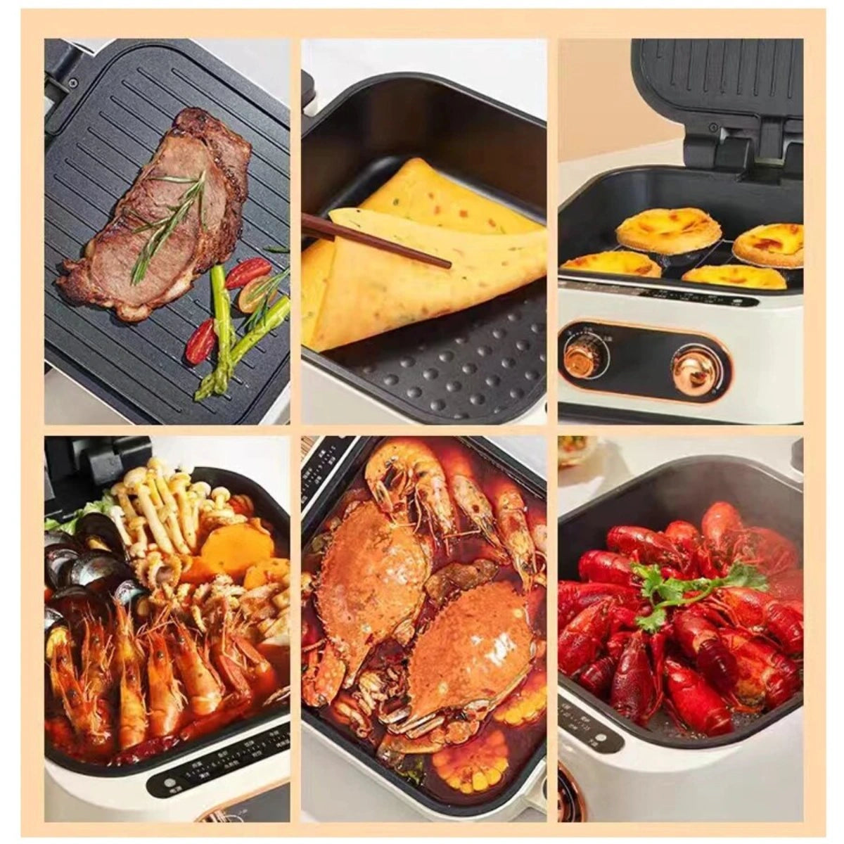 10-in-1 Electric Cooker Double Pan Grill – Nonstick Cooker