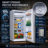 H&A 105L Mini Fridge (BC105) - 87cm Tall, Powerful Cooling - Silver Finish