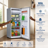H&A 105L Mini Fridge (BC105) - 87cm Tall, Powerful Cooling - Silver Finish