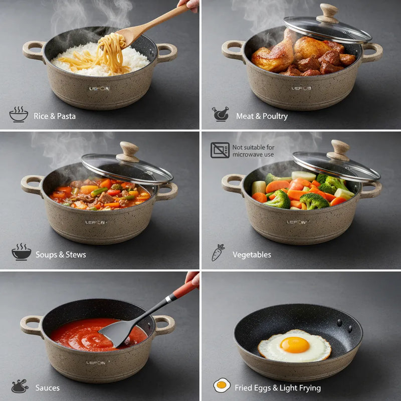 The Ultimate 12-Piece Marble Cookware Set by LEFON – Safe, Durable & Easy-to-Clean