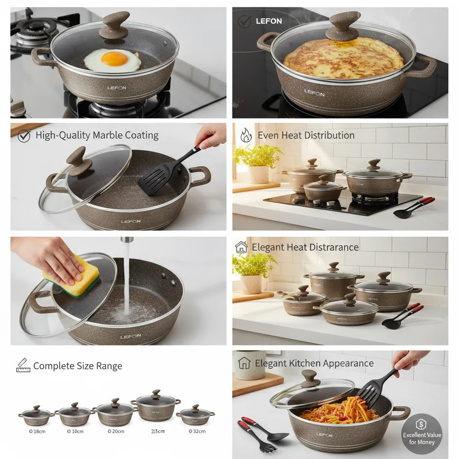 The Ultimate 12-Piece Marble Cookware Set by LEFON – Safe, Durable & Easy-to-Clean