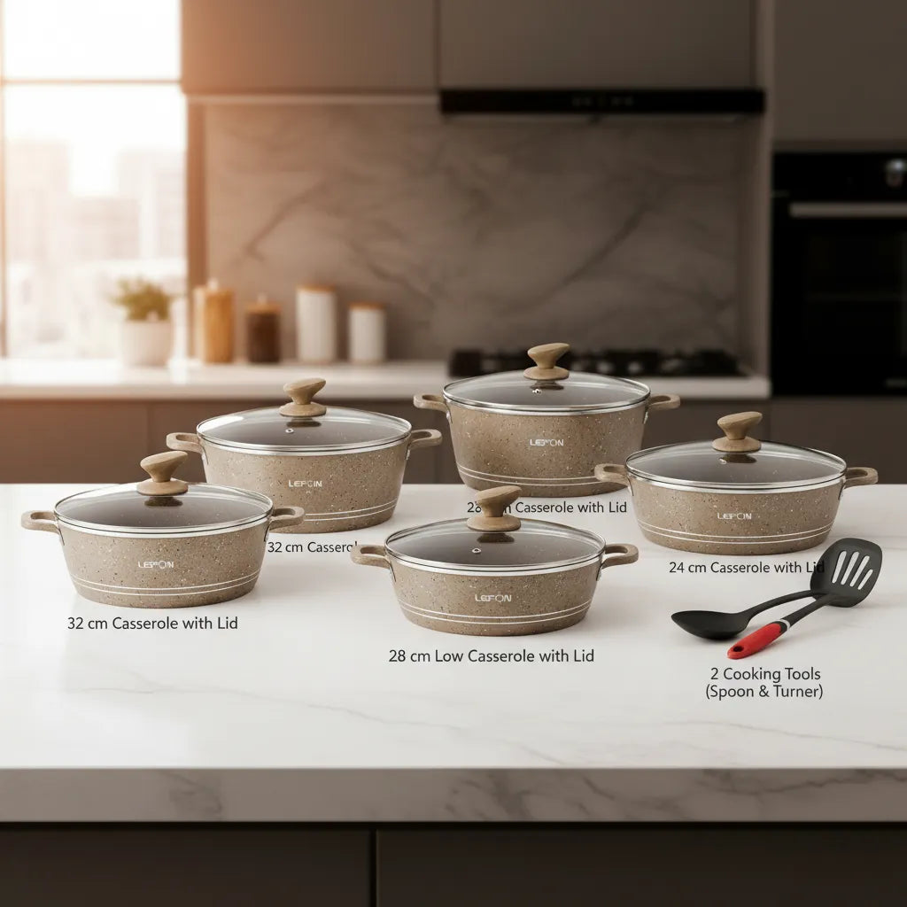 The Ultimate 12-Piece Marble Cookware Set by LEFON – Safe, Durable & Easy-to-Clean