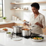 Professional 12-Piece Stainless Steel Cookware Set – Heavy-Duty Pots & Pans with Heat-Resistant Glass Lids🍽️🔥