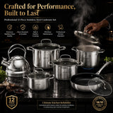 Professional 12-Piece Stainless Steel Cookware Set – Durable Non-Stick Performance