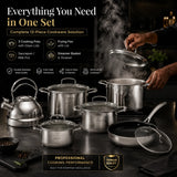 Professional 12-Piece Stainless Steel Cookware Set – Durable Non-Stick Performance