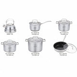 Professional 12-Piece Stainless Steel Cookware Set – Heavy-Duty Pots & Pans with Heat-Resistant Glass Lids🍽️🔥