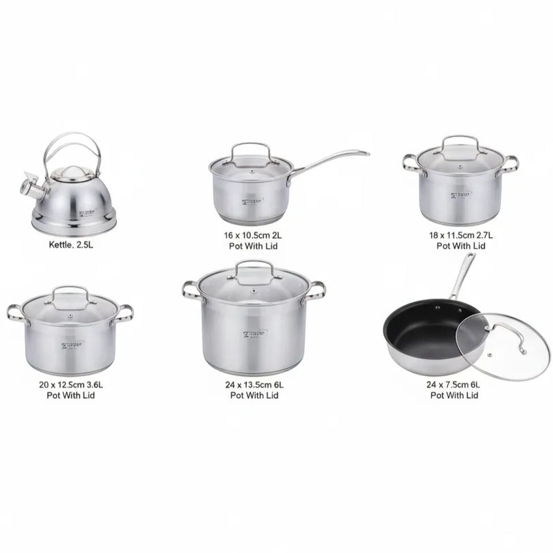 Professional 12-Piece Stainless Steel Cookware Set – Durable Non-Stick Performance