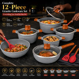 Professional 12-Piece Granite Cookware Set – Non-Stick Kitchen Pots & Pans
