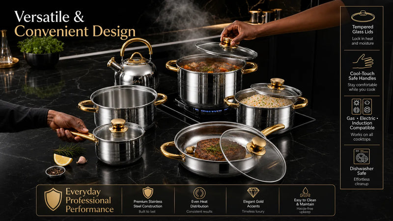 STNIITHAYZ 12-Piece Premium Stainless Steel Cookware Set (Induction Ready)