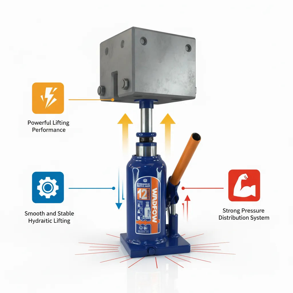 WADFOW 12 Ton Hydraulic Bottle Jack WHJ1512 – Heavy-Duty Power with Maximum Stability 💪