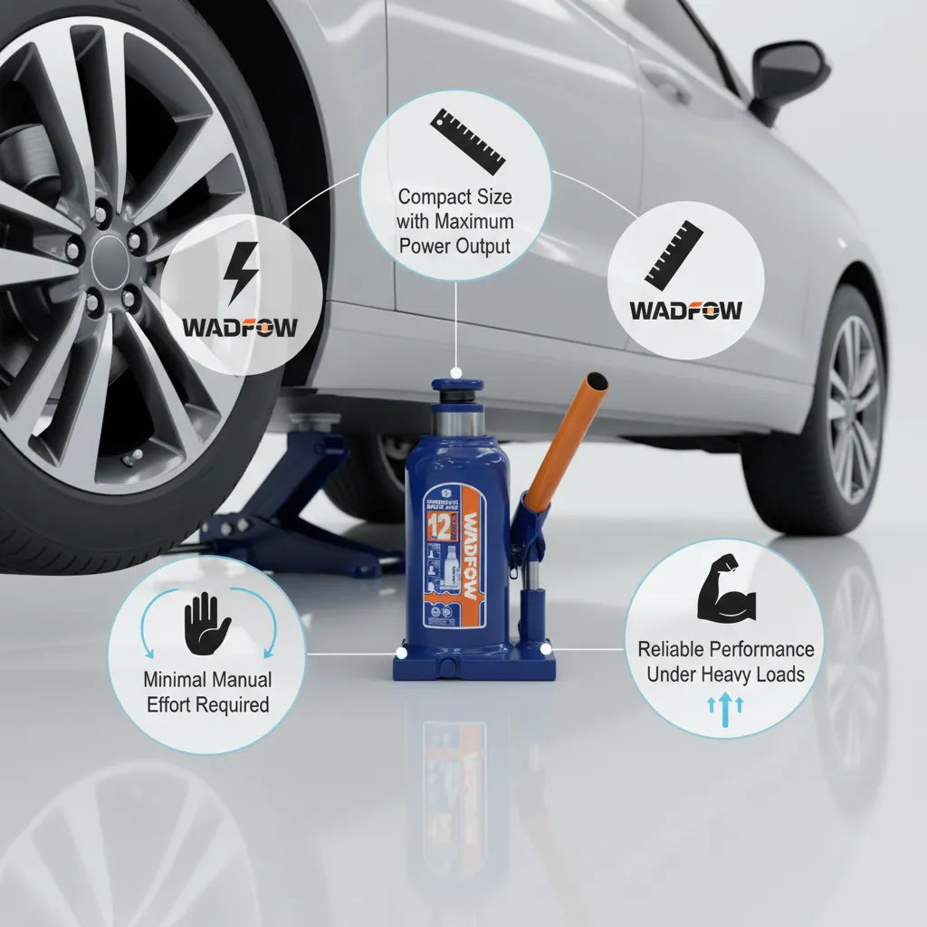WADFOW 12 Ton Hydraulic Bottle Jack WHJ1512 – Heavy-Duty Power with Maximum Stability 💪