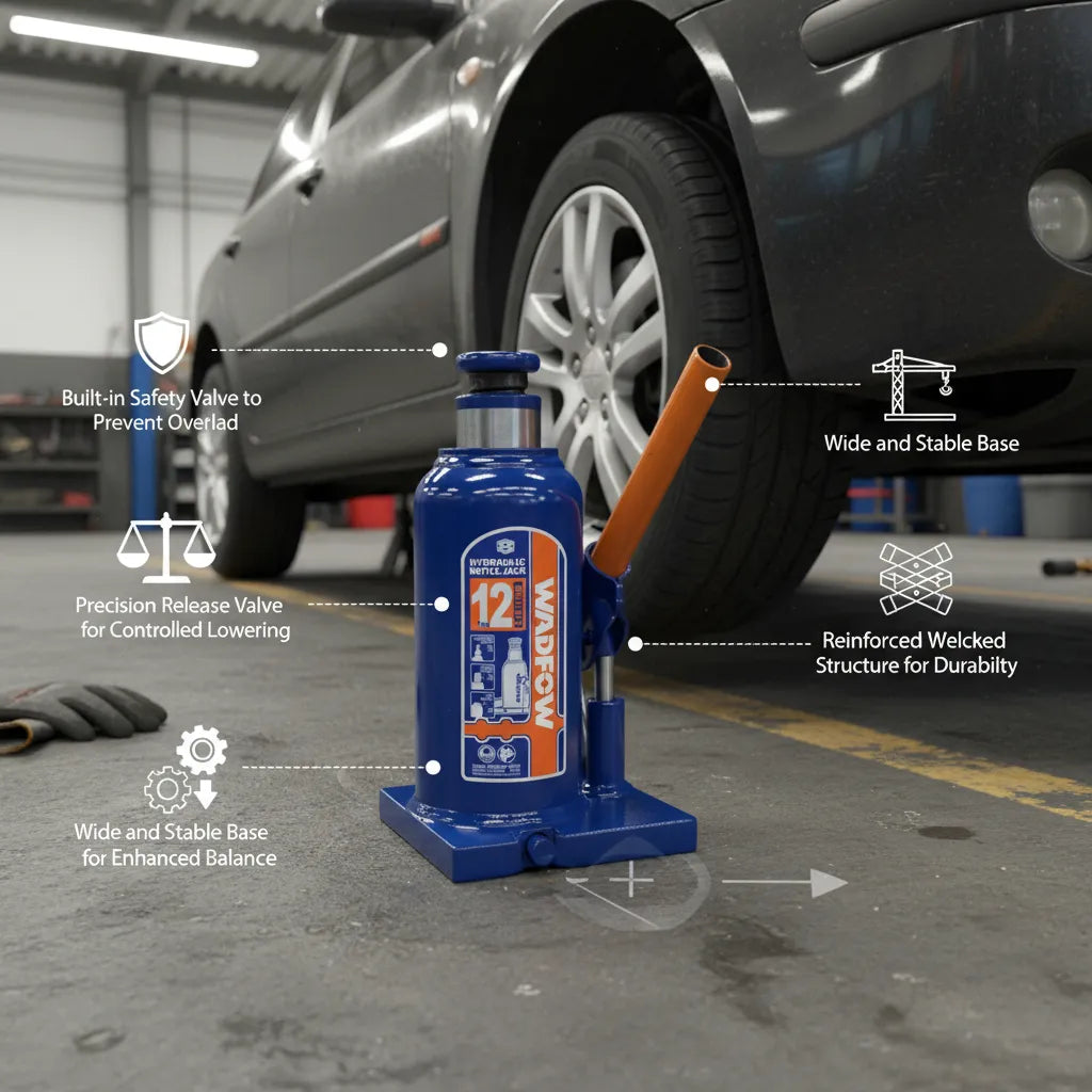 WADFOW 12 Ton Hydraulic Bottle Jack WHJ1512 – Heavy-Duty Power with Maximum Stability 💪