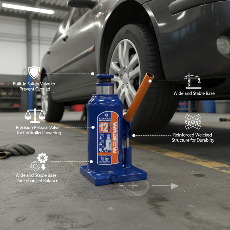 WADFOW 12 Ton Hydraulic Bottle Jack WHJ1512 – Heavy-Duty Power with Maximum Stability 💪