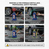 WADFOW 12 Ton Hydraulic Bottle Jack WHJ1512 – Heavy-Duty Power with Maximum Stability 💪