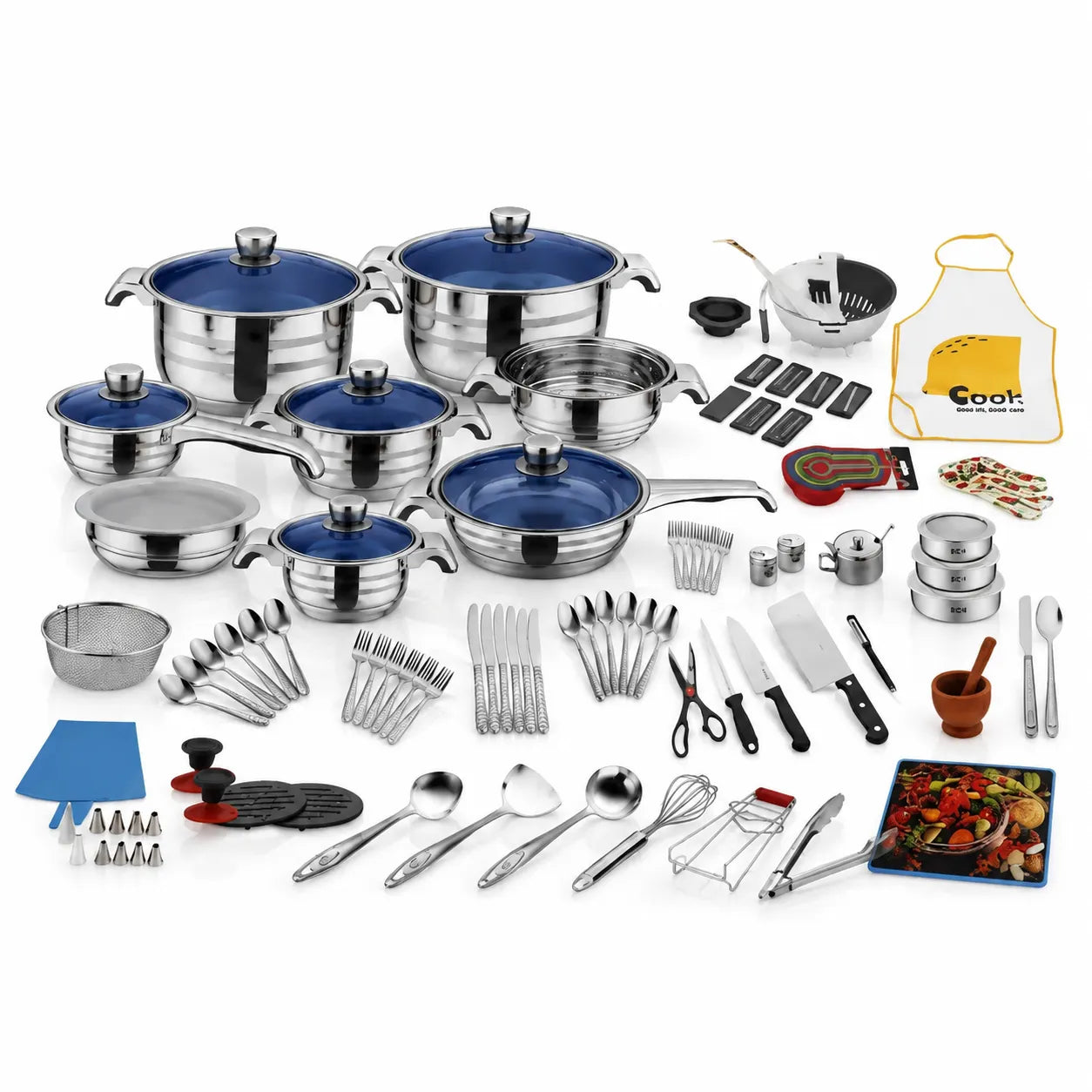 FUNITE Ultimate 120-Piece Stainless Steel Cookware Set: Complete Culinary Collection (16cm - 28cm)