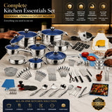 FUNITE Ultimate 120-Piece Stainless Steel Cookware Set: Complete Culinary Collection (16cm - 28cm)