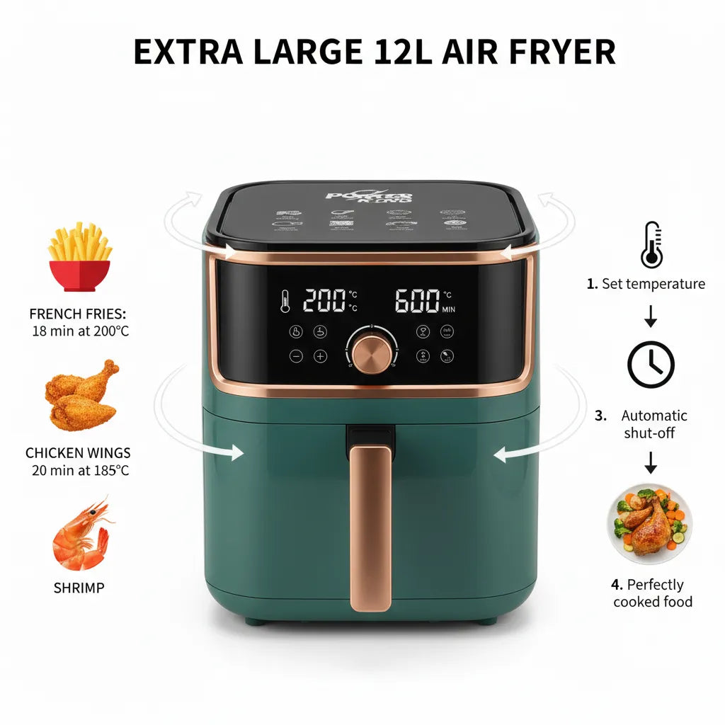 🔥 12L Air Fryer – Powerful 1700W Healthy Cooking Machine