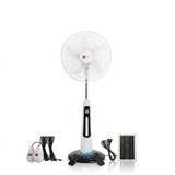 🔥 18-Inch Solar Rechargeable Standing Fan with LED Light & USB Ports – Perfect Home Comfort ☀️💡