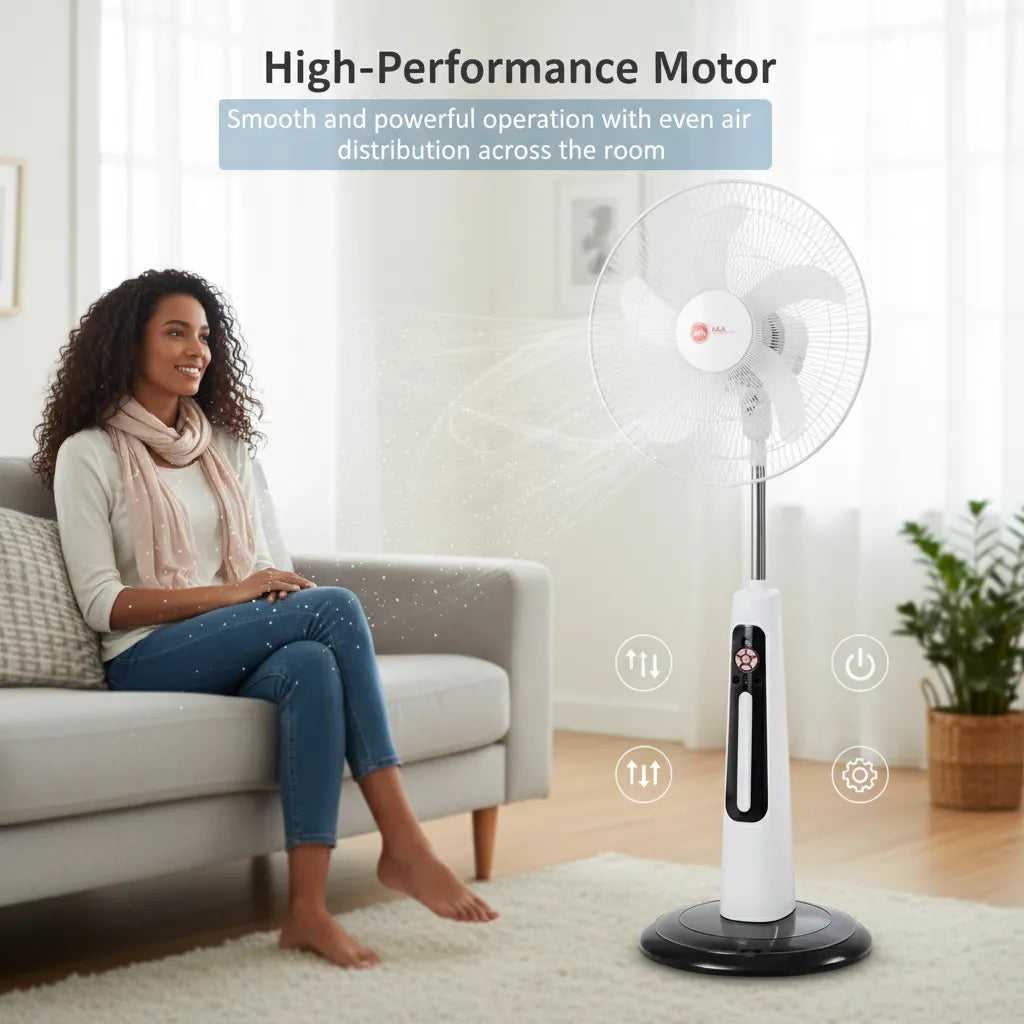 16-Inch Solar Rechargeable Standing Fans (2-Pack) with LED Light & USB Ports – Perfect Home Comfort ☀️💡💨