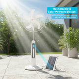 16-Inch Solar Rechargeable Standing Fans (2-Pack) with LED Light & USB Ports – Perfect Home Comfort ☀️💡💨