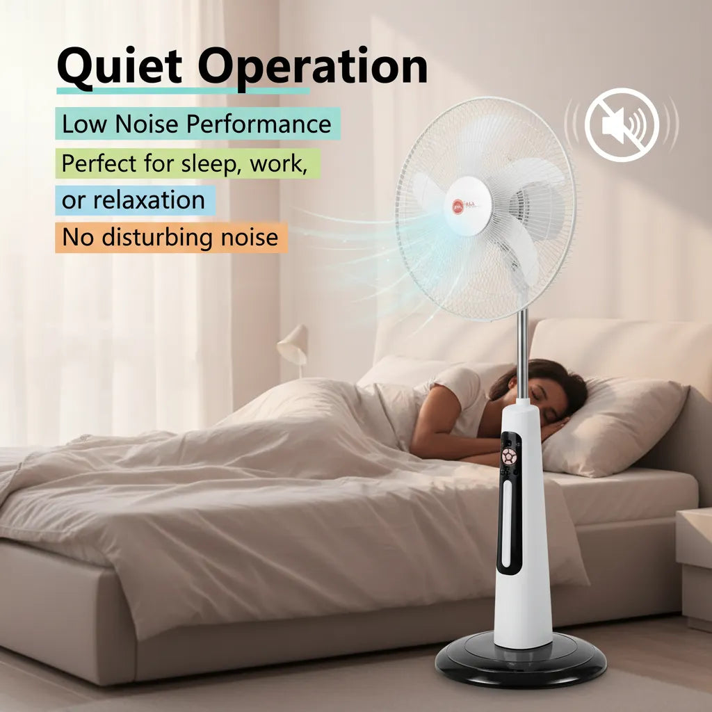 16-Inch Solar Rechargeable Standing Fans (2-Pack) with LED Light & USB Ports – Perfect Home Comfort ☀️💡💨
