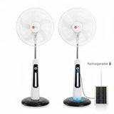 16-Inch Solar Rechargeable Standing Fans (2-Pack) with LED Light & USB Ports – Perfect Home Comfort ☀️💡💨