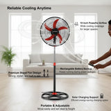 Supernova18" Rechargeable Stand Fan – Solar Ready & Brushless DC Motor for Uninterrupted Cooling