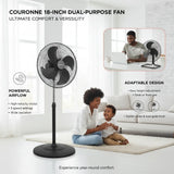 Couronne 18 Inch 2-in-1 Fan | 180° Oscillation & Energy Efficient (50-100W) 🌬️