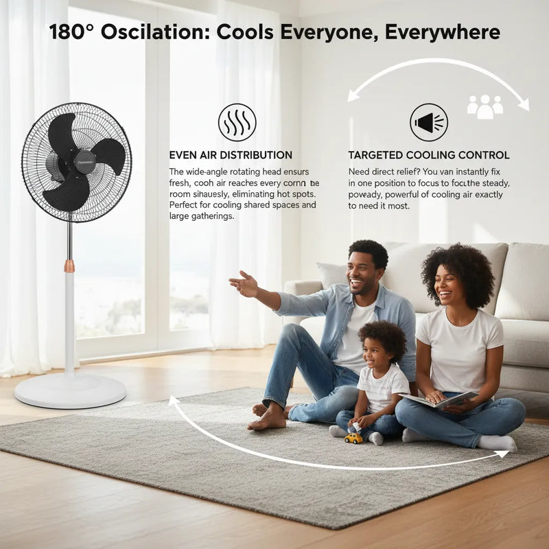 Couronne 18 Inch 2-in-1 Fan | 180° Oscillation & Energy Efficient (50-100W) 🌬️