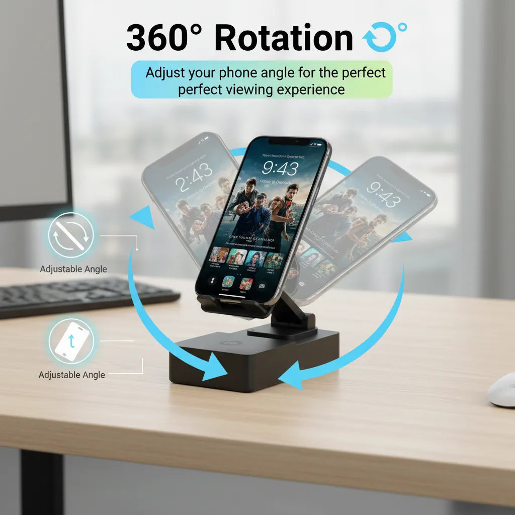 The Ultimate 2-in-1 Wireless Speaker & Phone Holder with 360° Rotation🎵📱