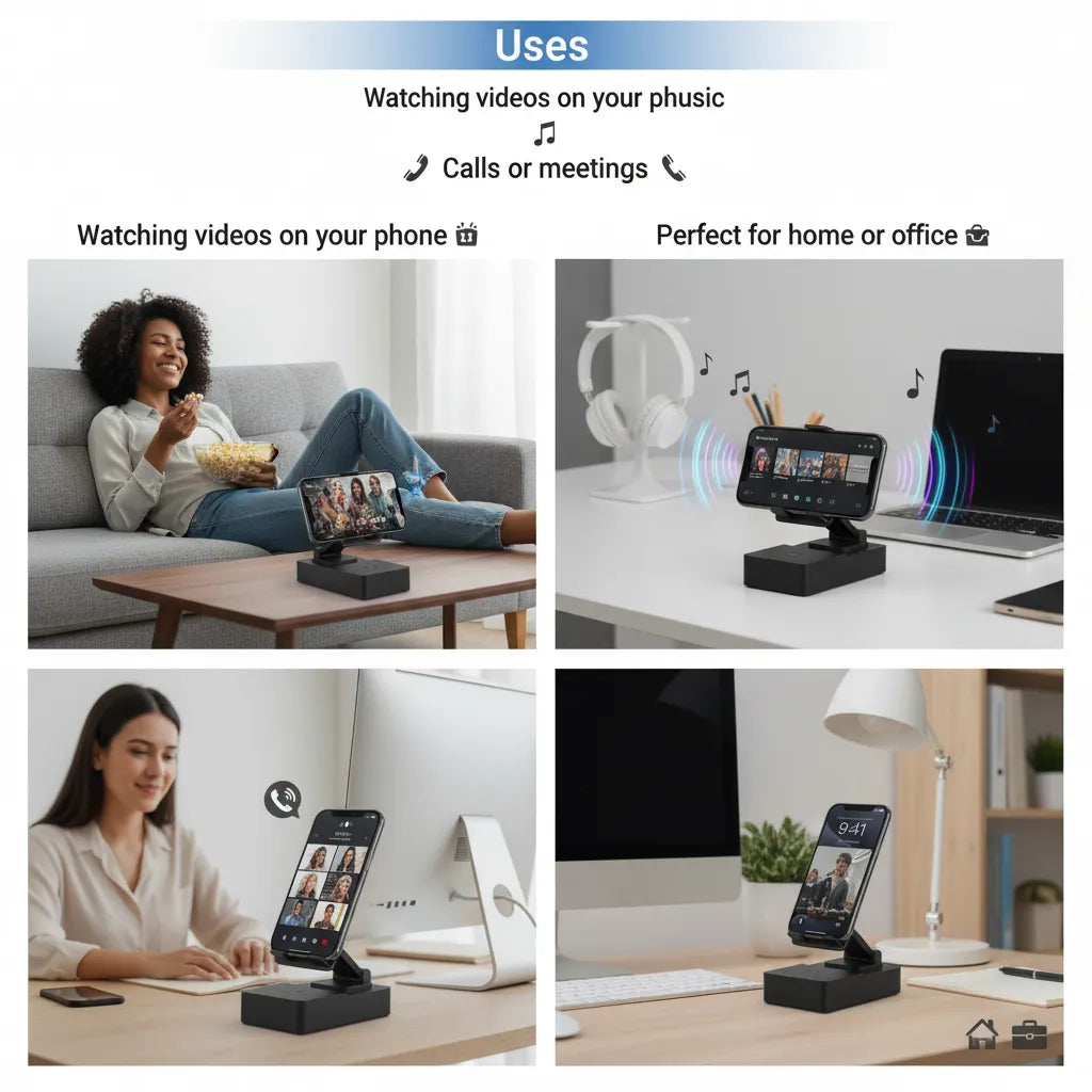 The Ultimate 2-in-1 Wireless Speaker & Phone Holder with 360° Rotation🎵📱