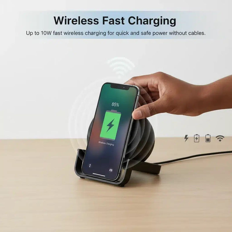 Belkin 2-in-1 Wireless Charger Stand with Built-in Bluetooth Speaker – 10W Fast Charging