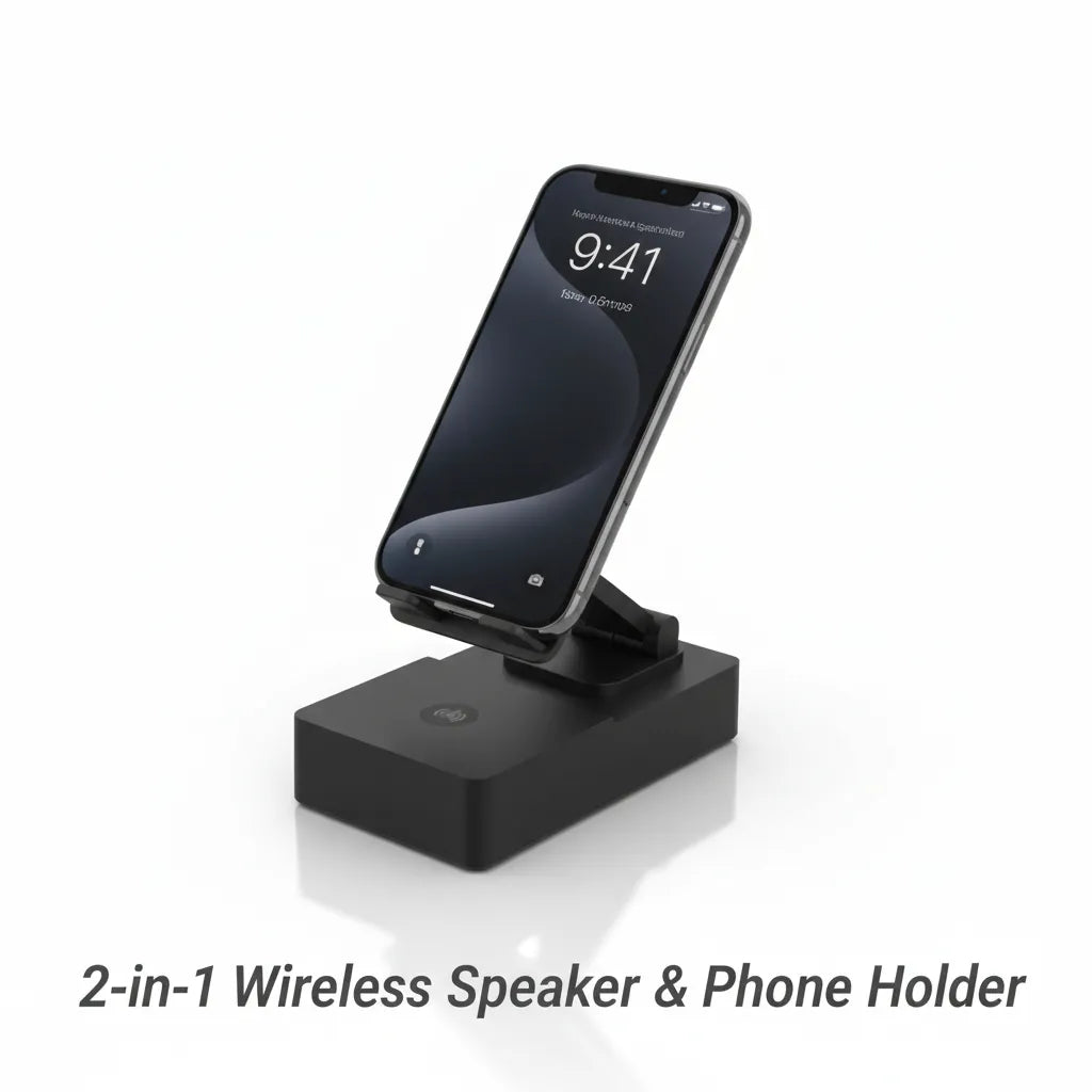 The Ultimate 2-in-1 Wireless Speaker & Phone Holder with 360° Rotation🎵📱