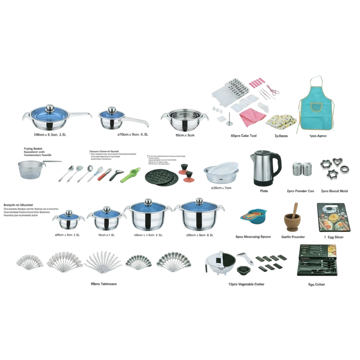 220-Piece Stainless Steel Cookware Set – All-in-One Professional Kitchen Solution
