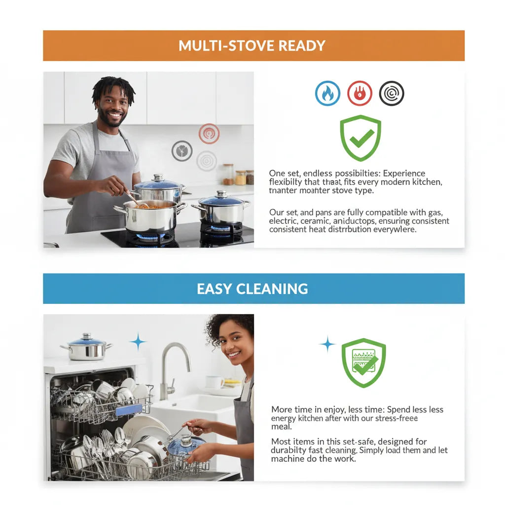 220-Piece Stainless Steel Cookware Set – All-in-One Professional Kitchen Solution