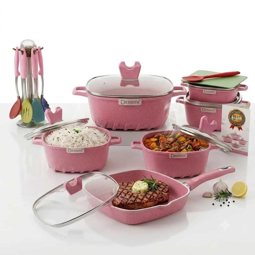 Dessini 25-Piece Premium Granite Cookware Set (20cm - 32cm) – Die-Cast Aluminium