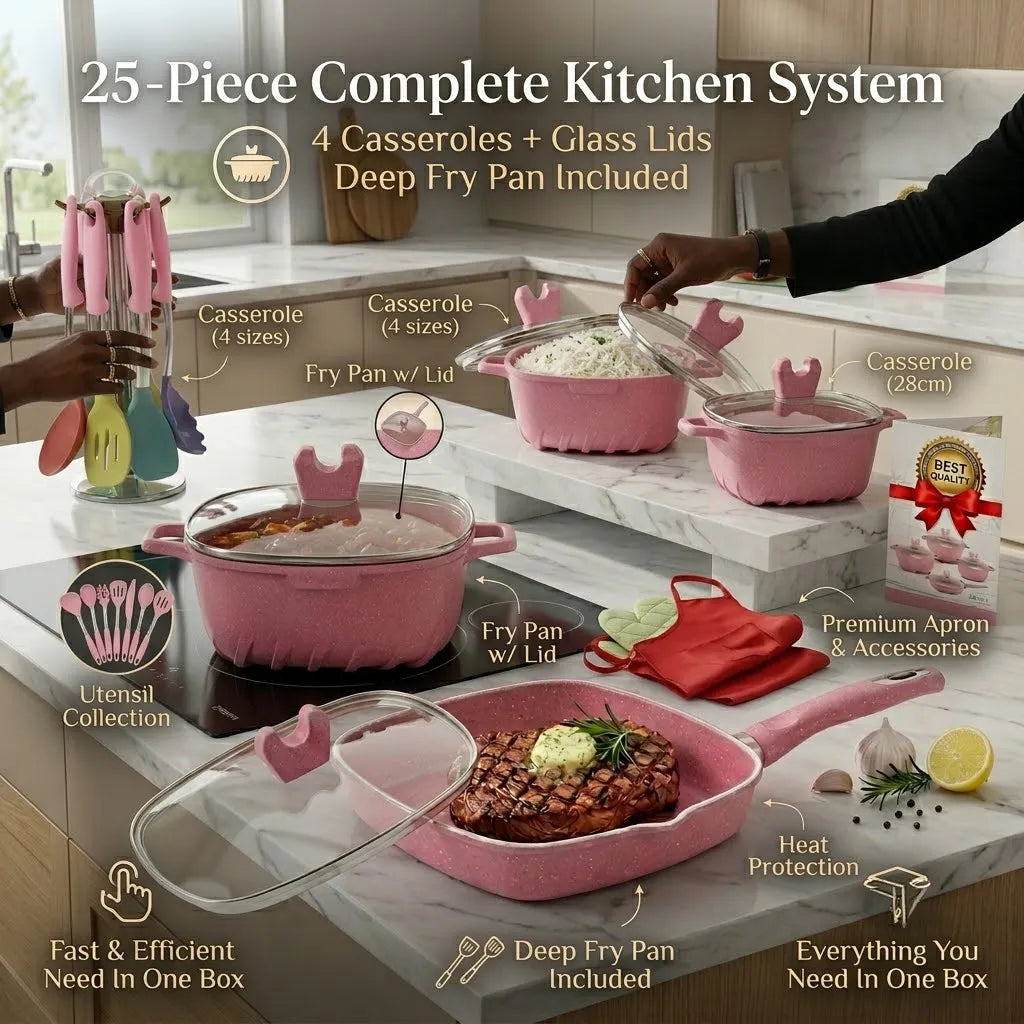 Dessini 25-Piece Premium Granite Cookware Set (20cm - 32cm) – Die-Cast Aluminium