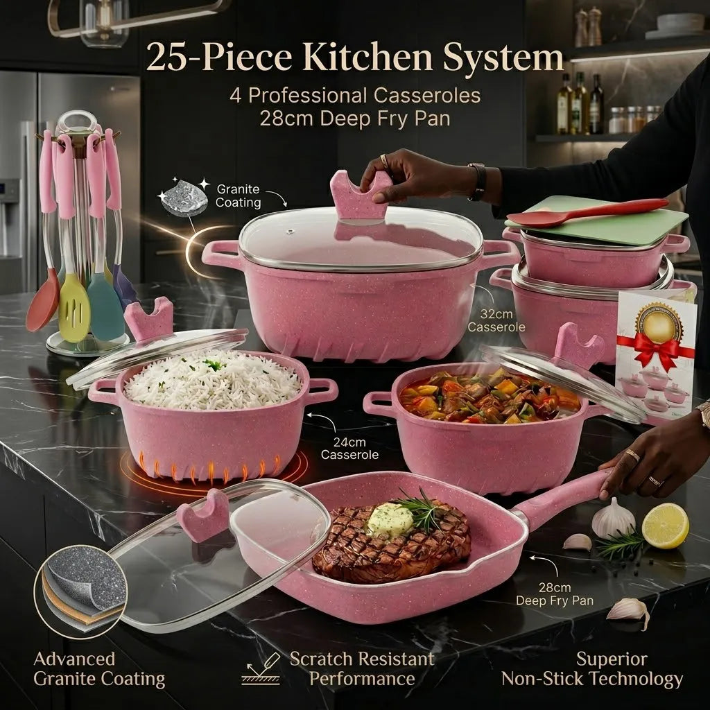Dessini 25-Piece Premium Granite Cookware Set (20cm - 32cm) – Die-Cast Aluminium