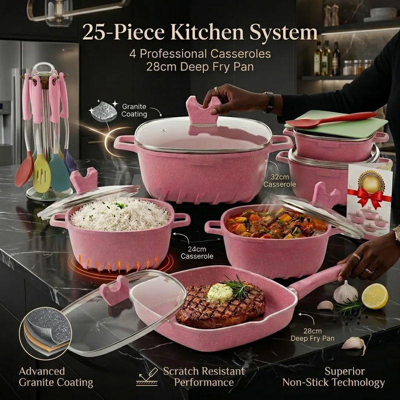 Dessini 25-Piece Premium Granite Cookware Set (20cm - 32cm) – Die-Cast Aluminium
