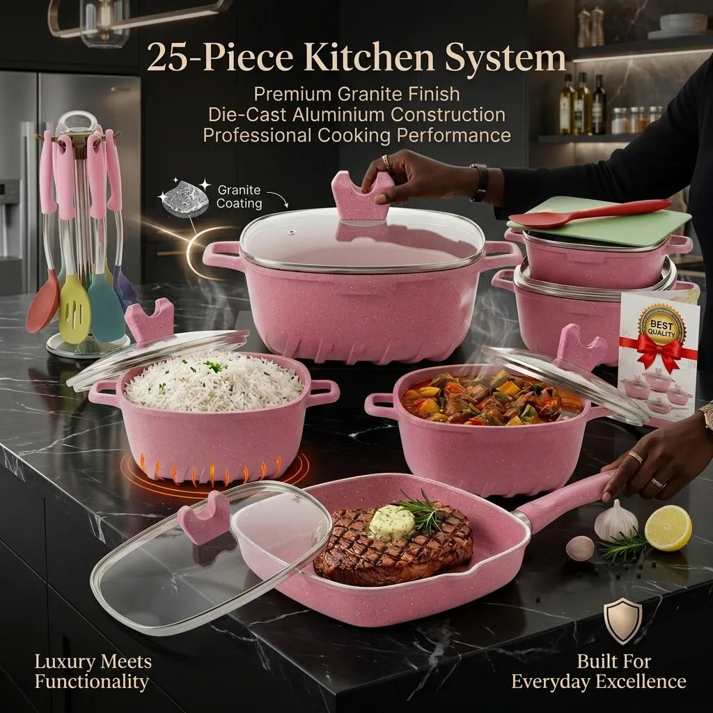 Dessini 25-Piece Premium Granite Cookware Set (20cm - 32cm) – Die-Cast Aluminium