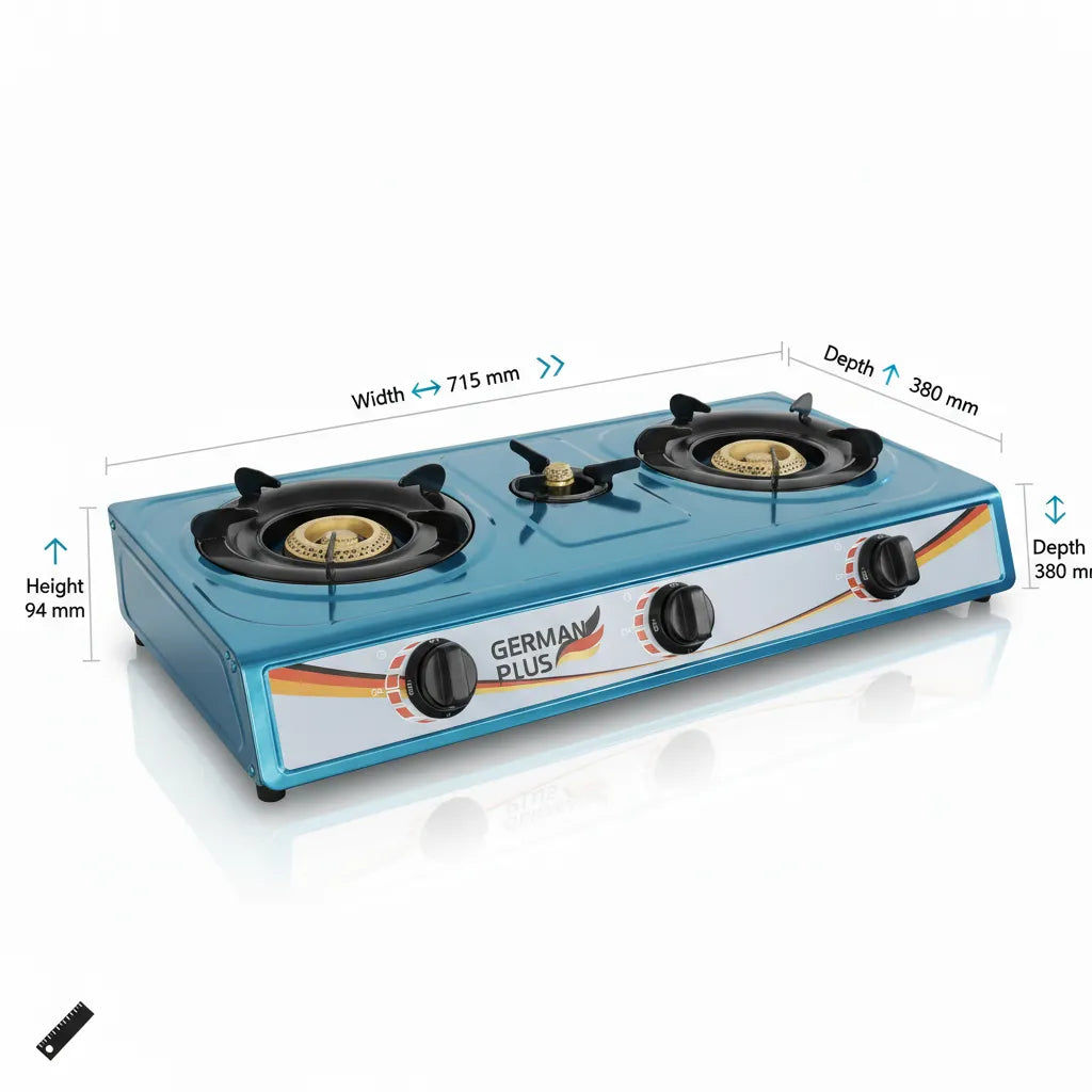 German Plus 3-Burner Gas Stove – Strong Flame, Modern Design & Energy Saving ♻️