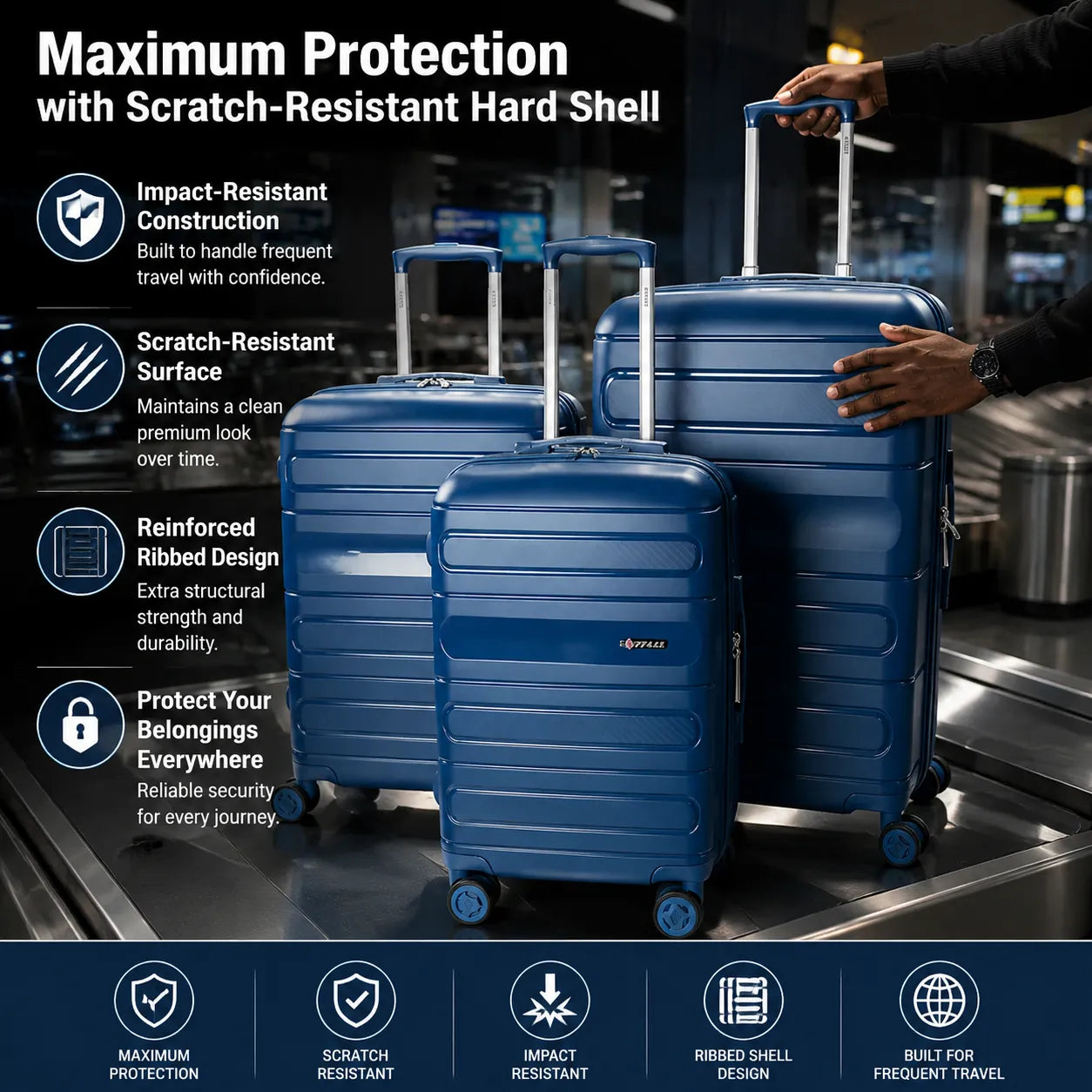 Premium 3-Piece Hard Shell Luggage Set – Lightweight, Scratch-Resistant Suitcases with 360° Wheels & Secure Lock