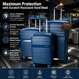 Premium 3-Piece Hard Shell Luggage Set – Lightweight, Scratch-Resistant Suitcases with 360° Wheels & Secure Lock