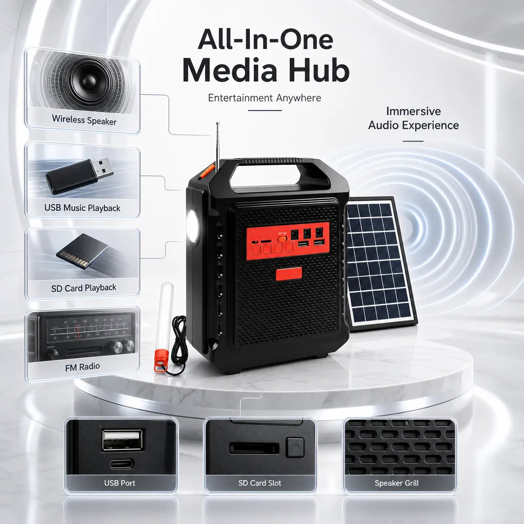 The Ultimate 3-in-1 Survival Hub: Suiming Solar Power Station, Speaker & Light