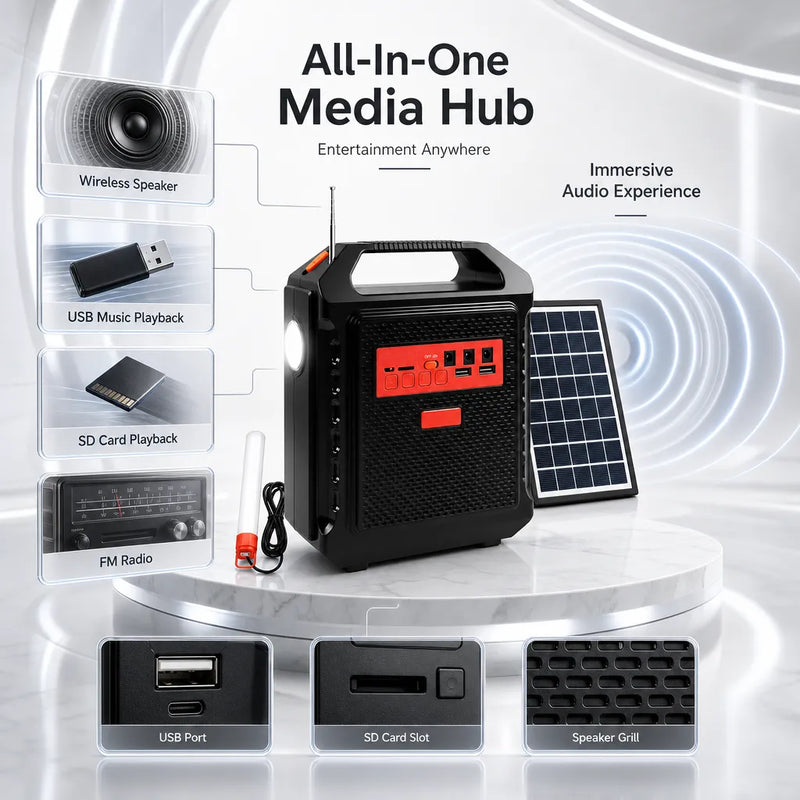 The Ultimate 3-in-1 Survival Hub: Suiming Solar Power Station, Speaker & Light